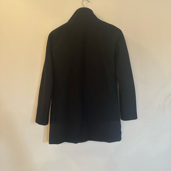 Womens J. Crew Black Coat sz 0 J. Crew Wool Blend City Coat Double Zip Pea Coat - Picture 4 of 6